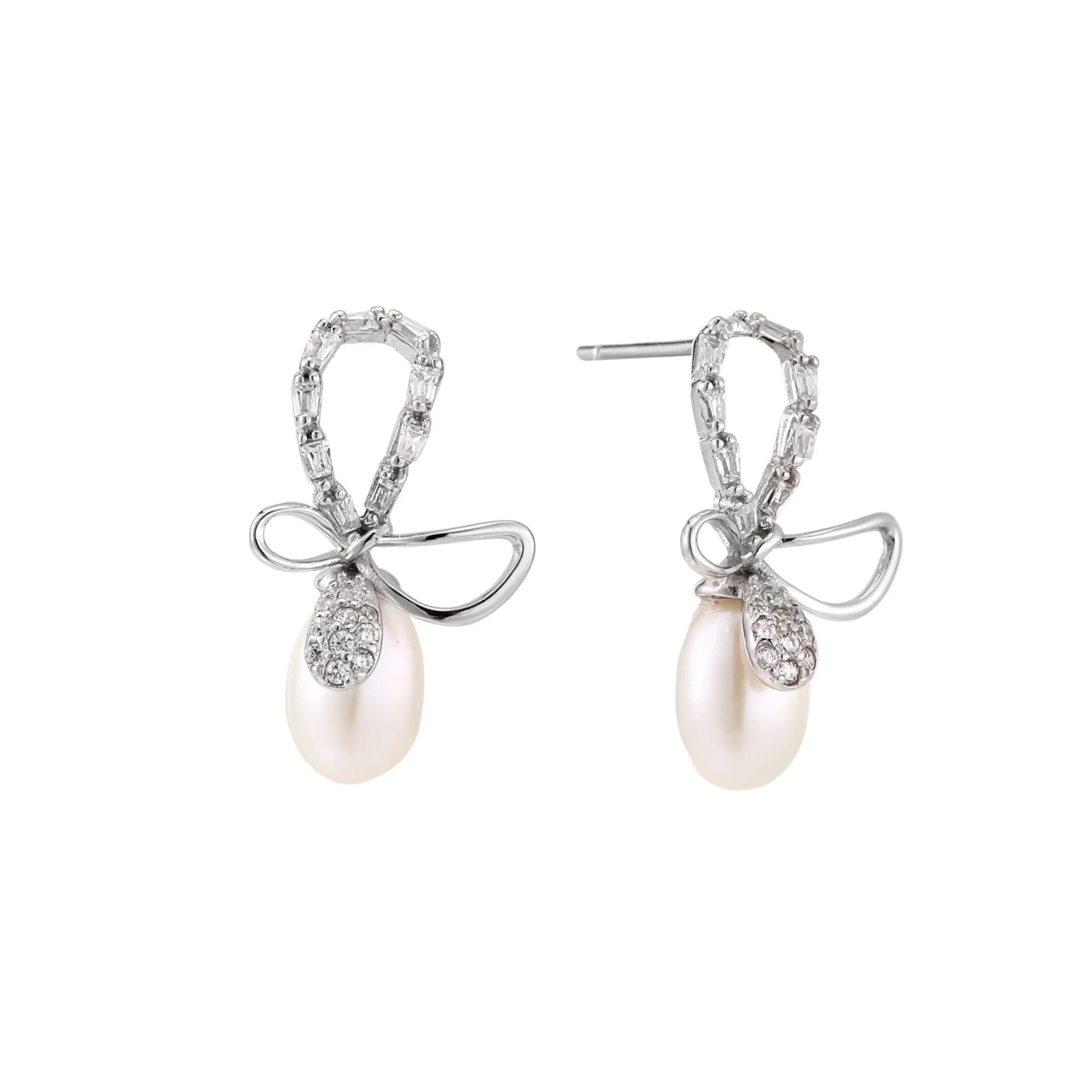Crystal Bow Pearl Drops