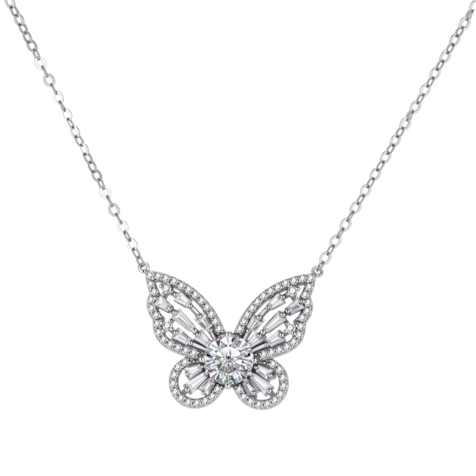 Radiant Butterfly Moissanite Necklace