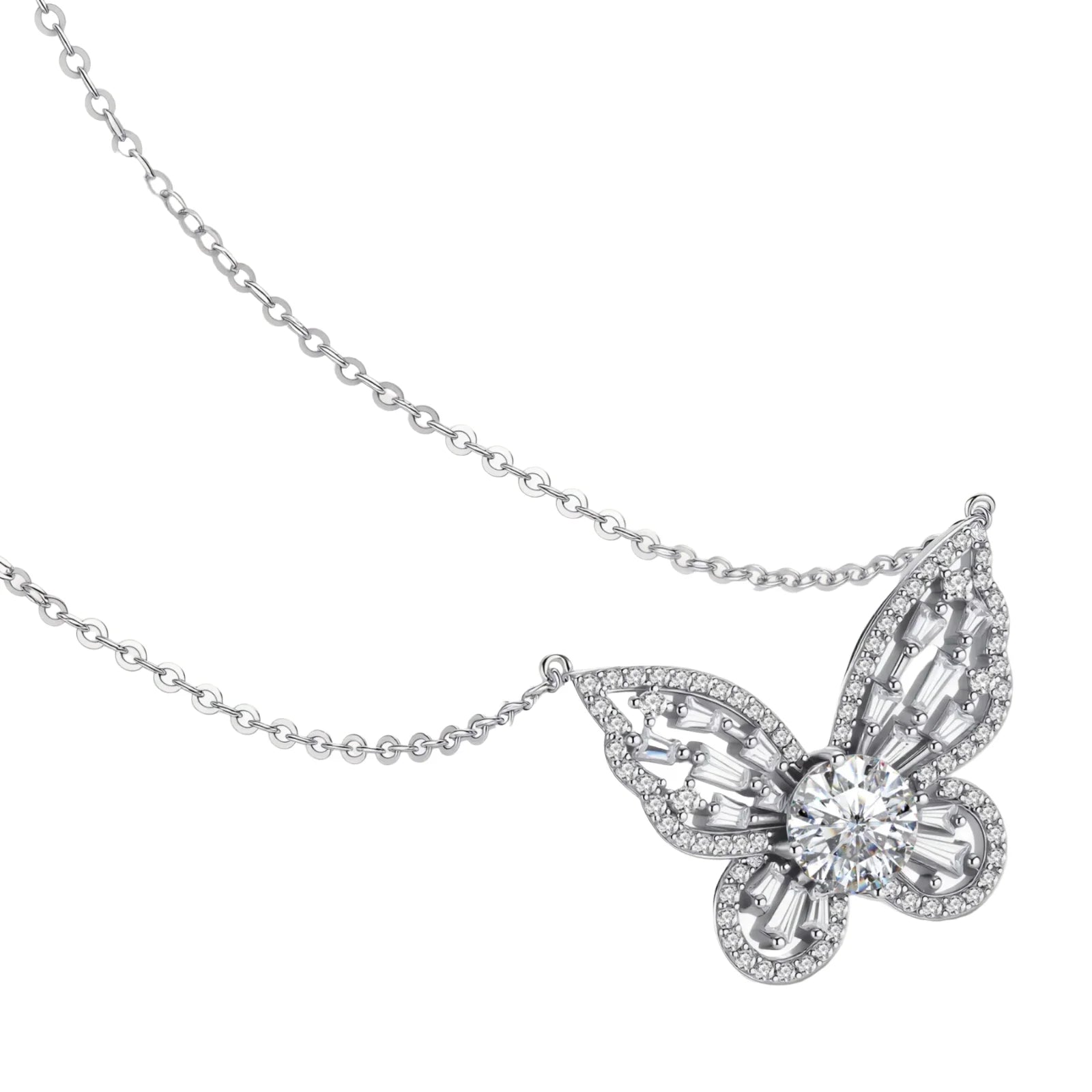 Radiant Butterfly Moissanite Necklace