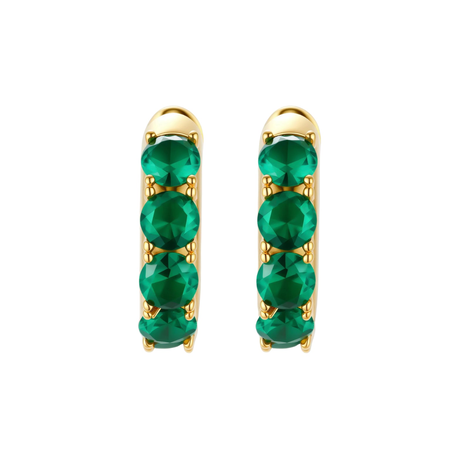 Emerald Huggie Hoops