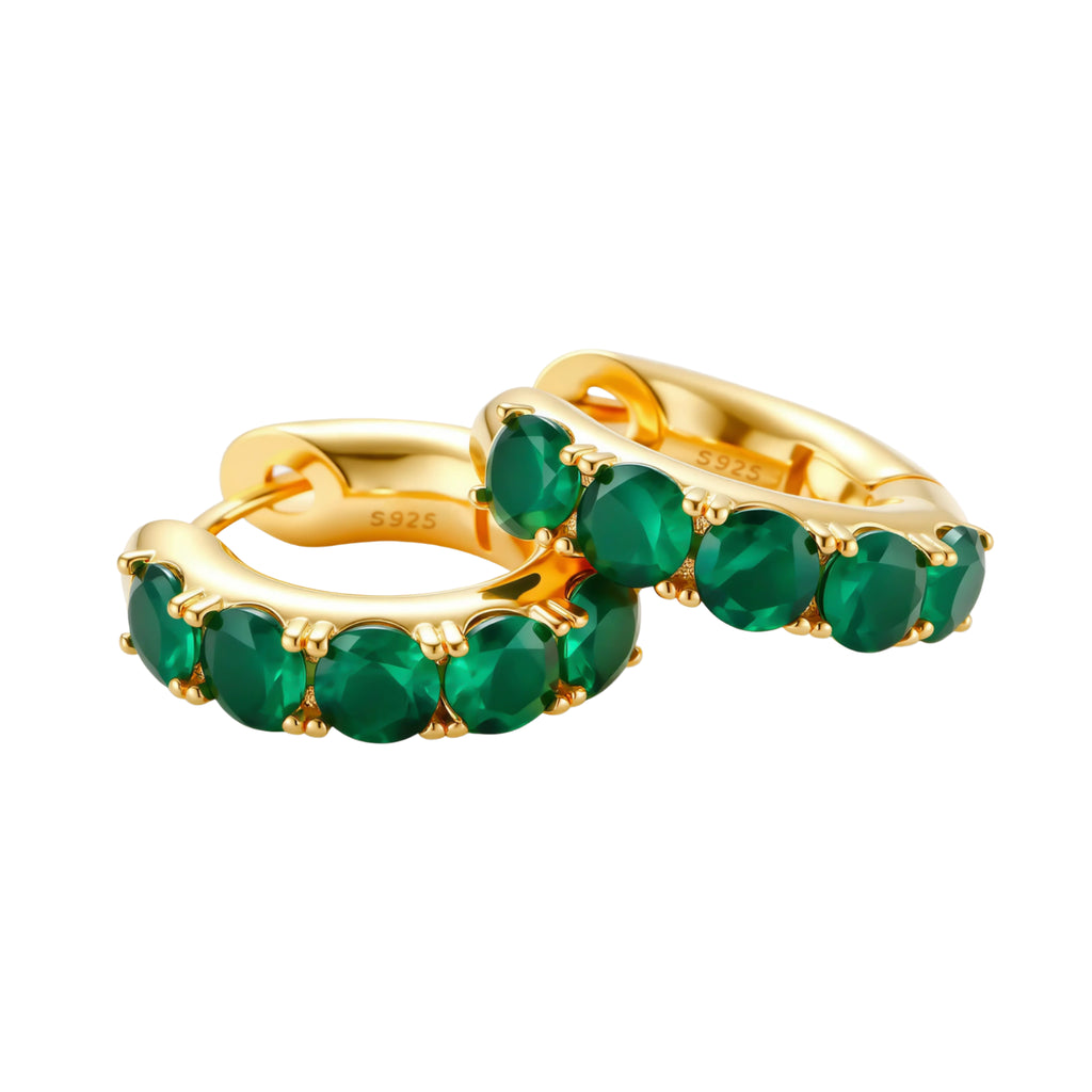 Emerald Huggie Hoops