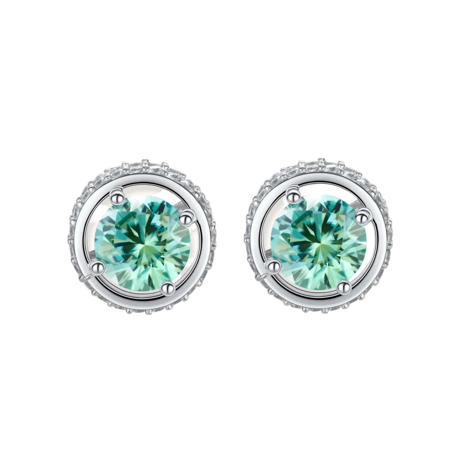 Emerald Spark Halo Studs
