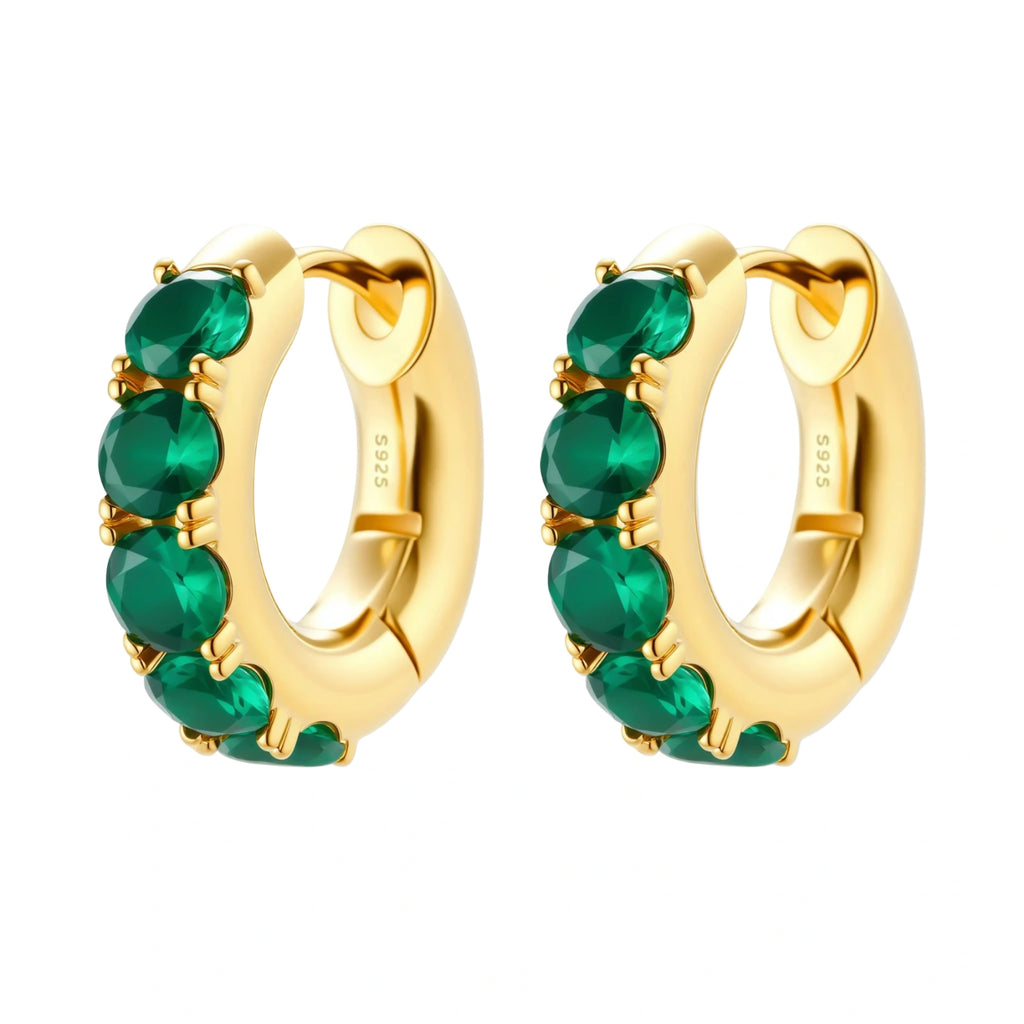 Emerald Huggie Hoops