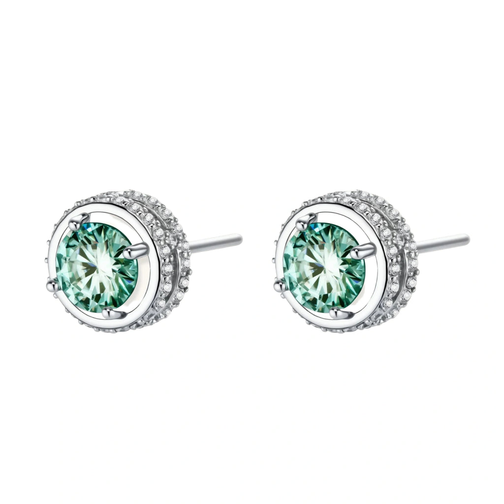 Emerald Spark Halo Studs