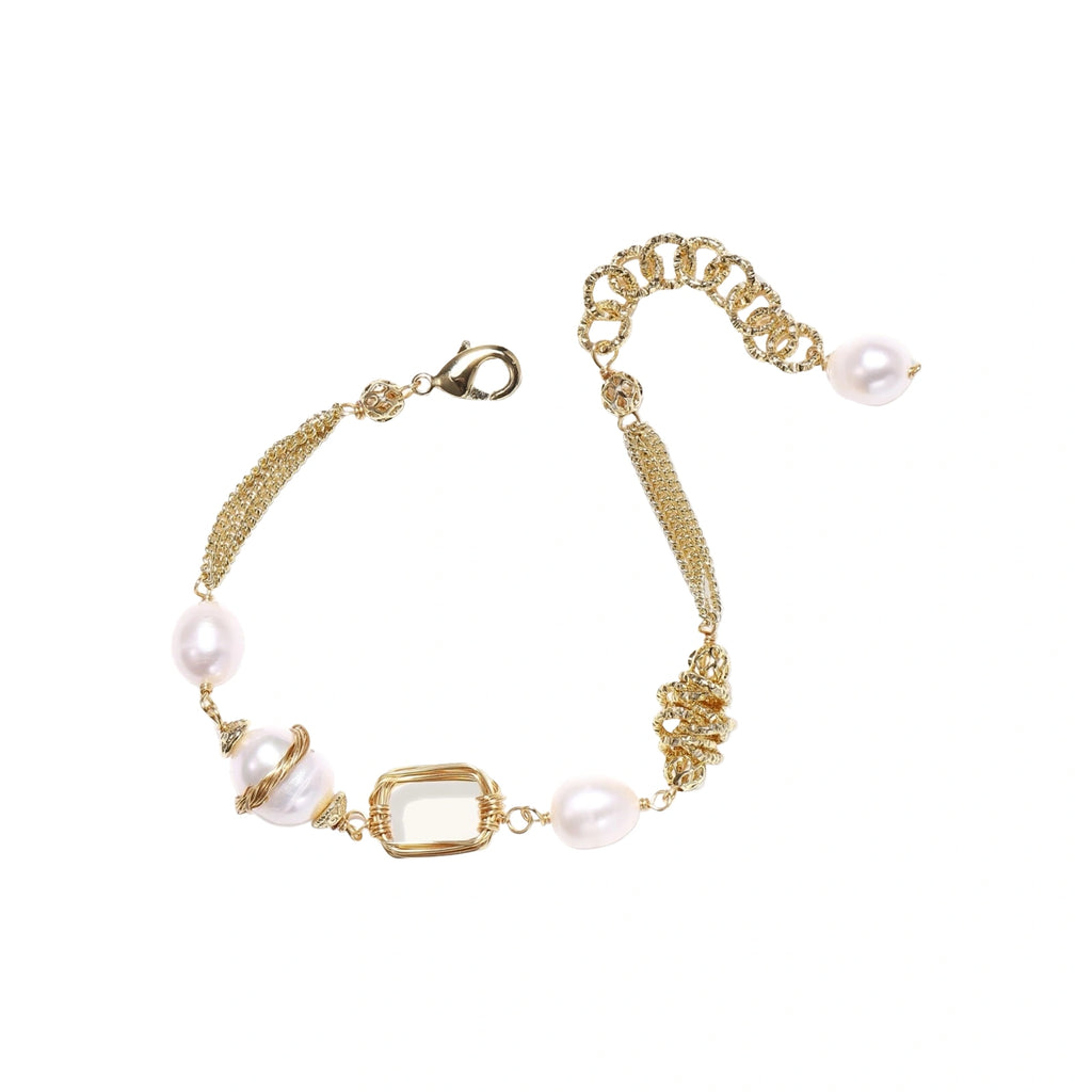 Golden Pearl Chain Bracelet