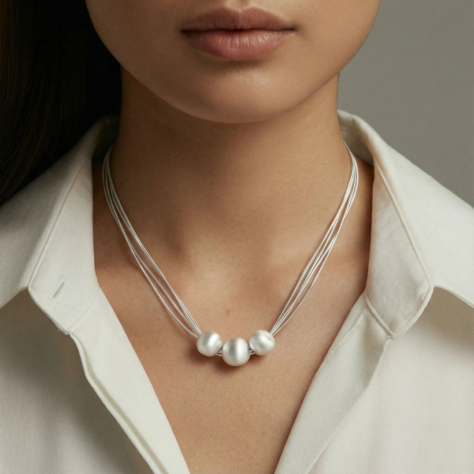 Silver Strand Layers Necklace
