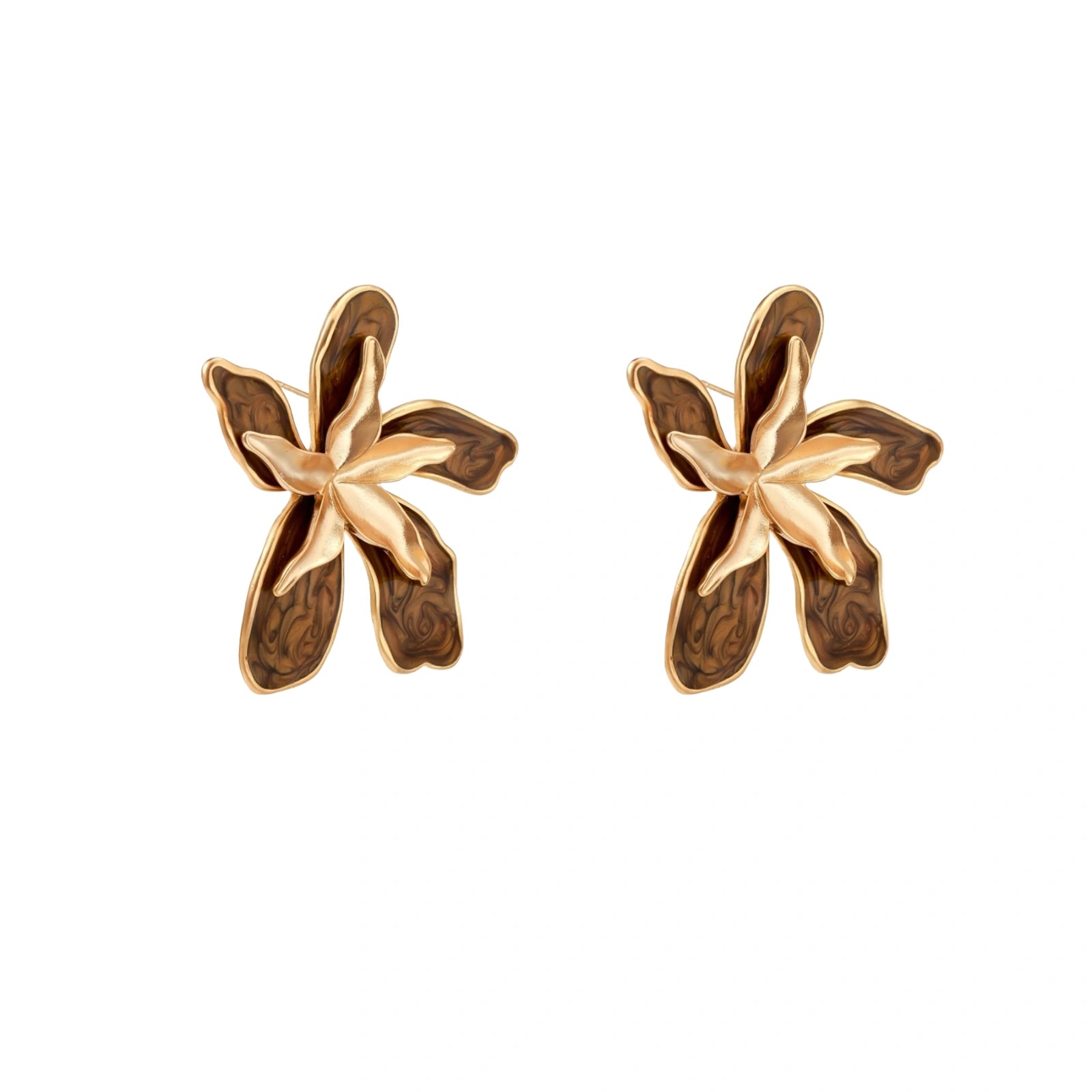 Golden Petal Statement Earrings