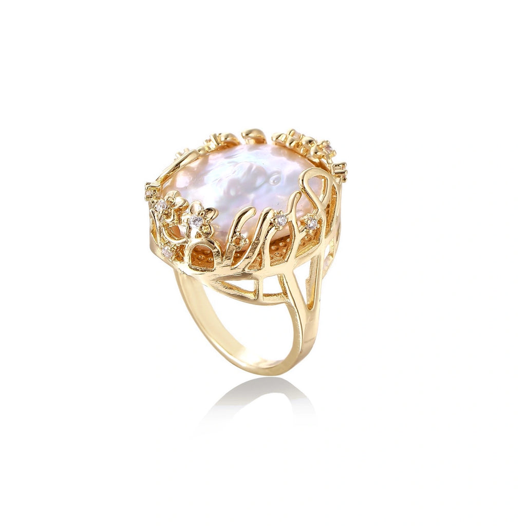 Baroque Pearl Crown Ring