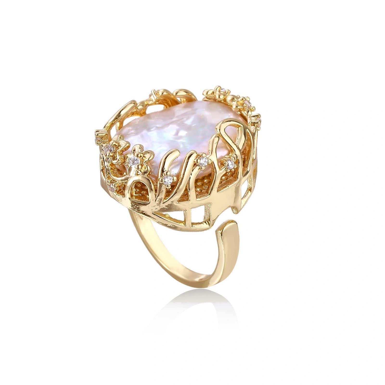 Baroque Pearl Crown Ring
