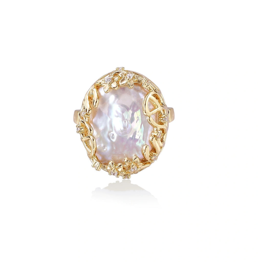 Baroque Pearl Crown Ring