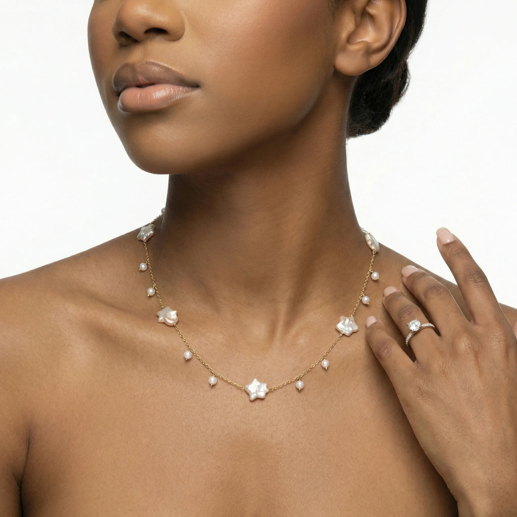 Celestial Pearl Stars Necklace