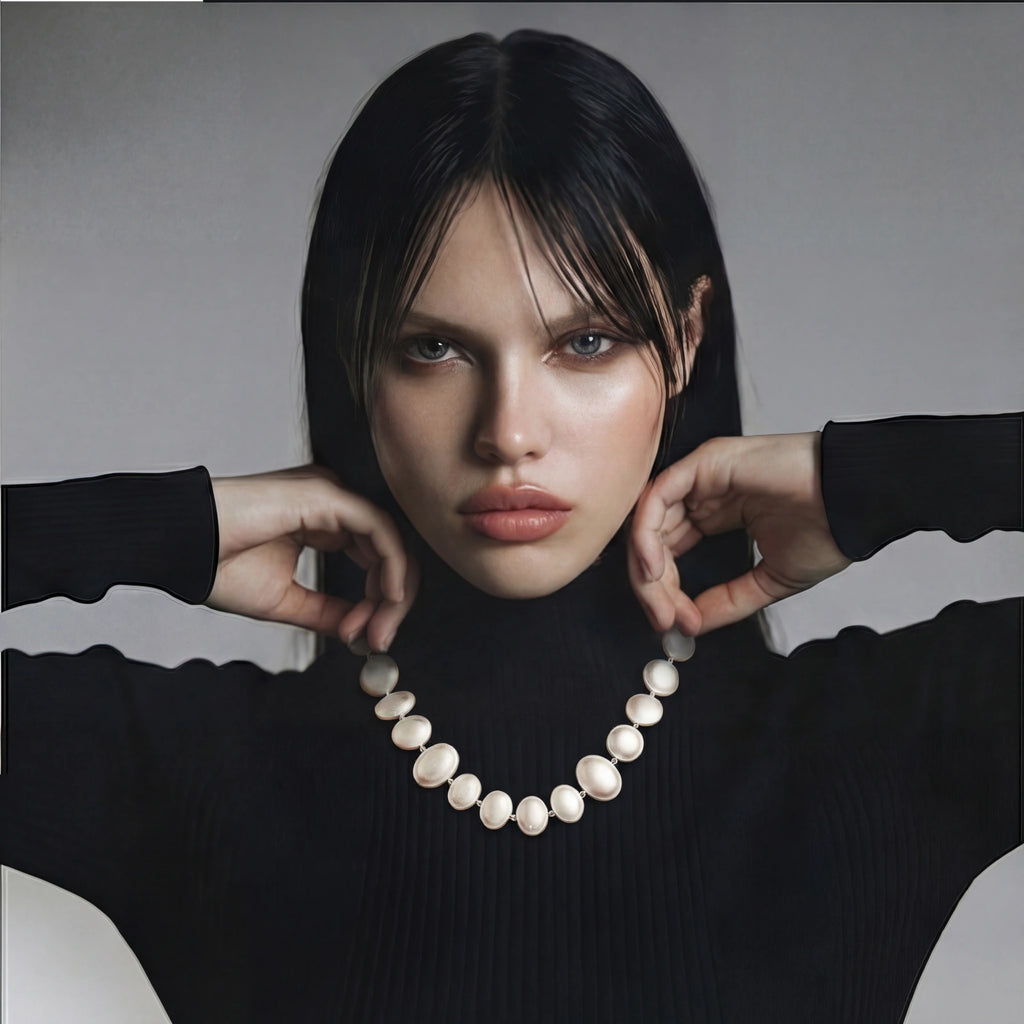 Lunar Pearl Arc Necklace