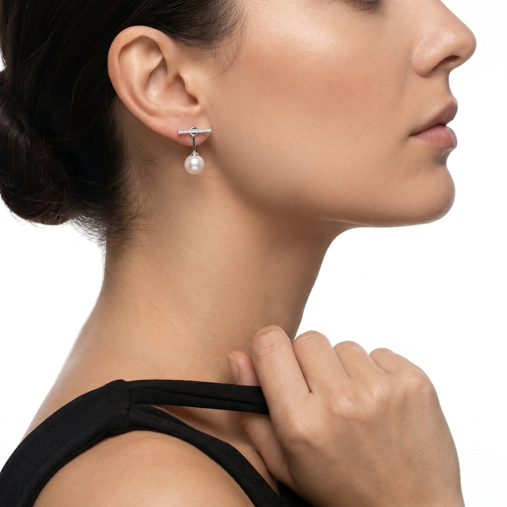 Pearl Drop T-Bar Earrings