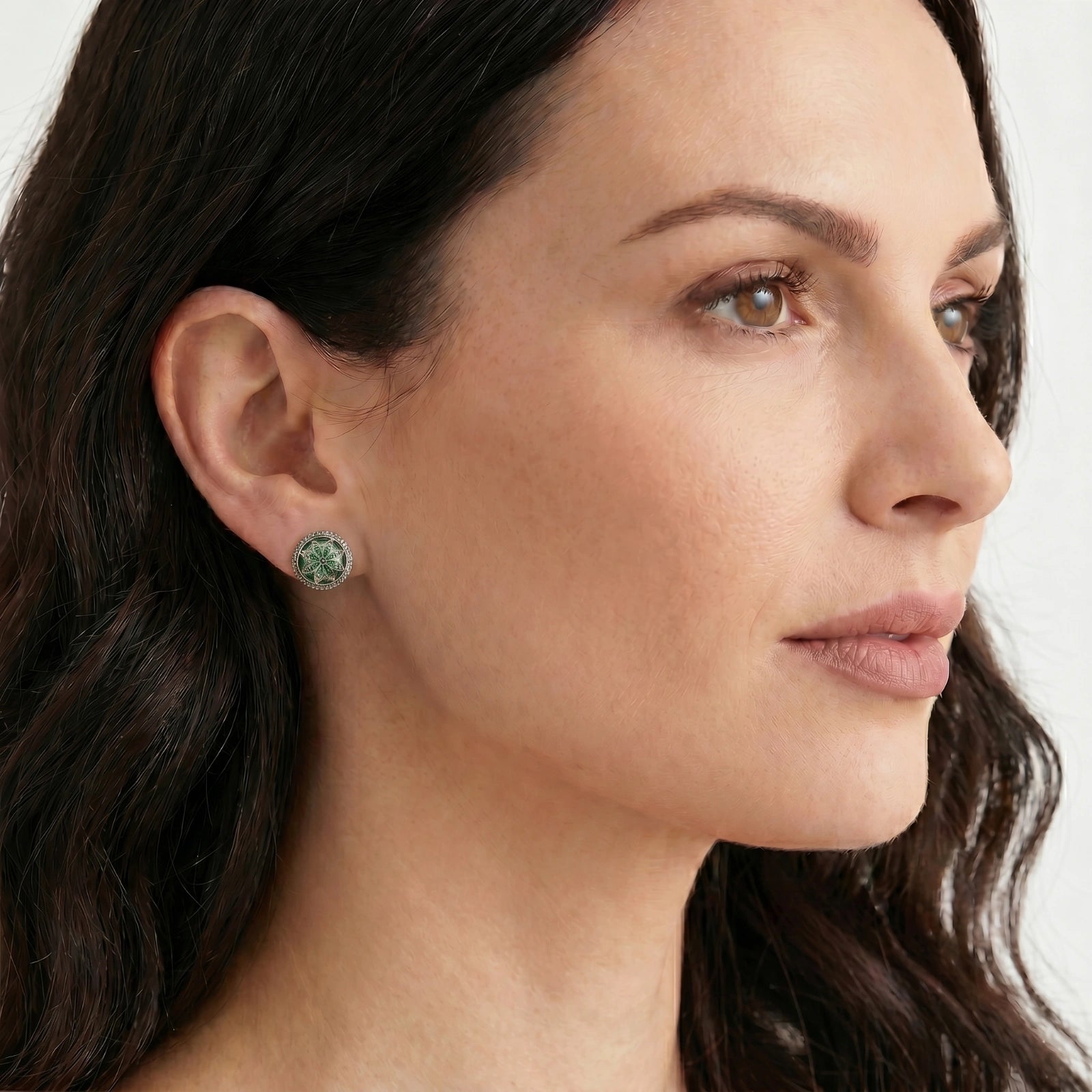 Emerald Spark Halo Studs