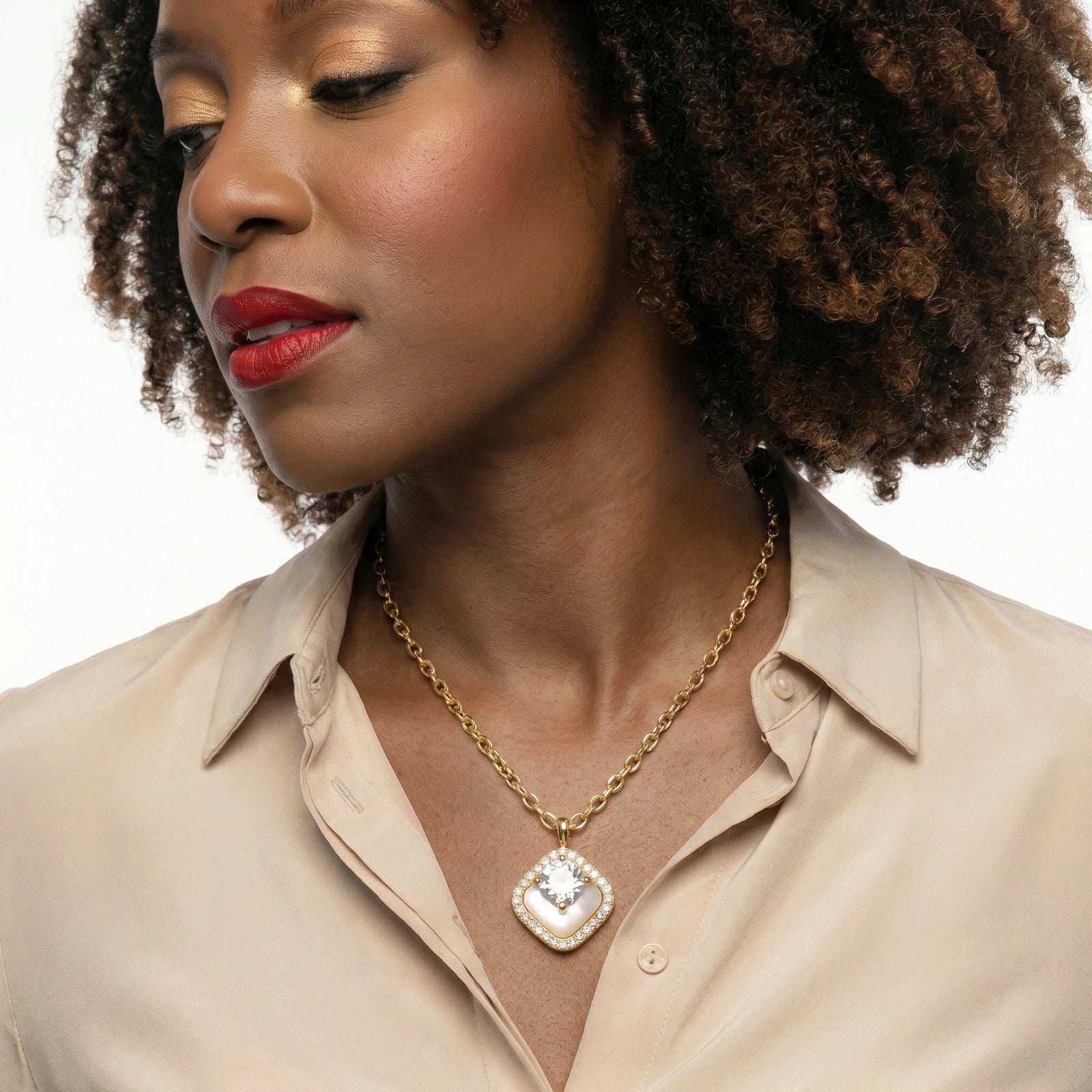 Golden Halo Pearl Pendant