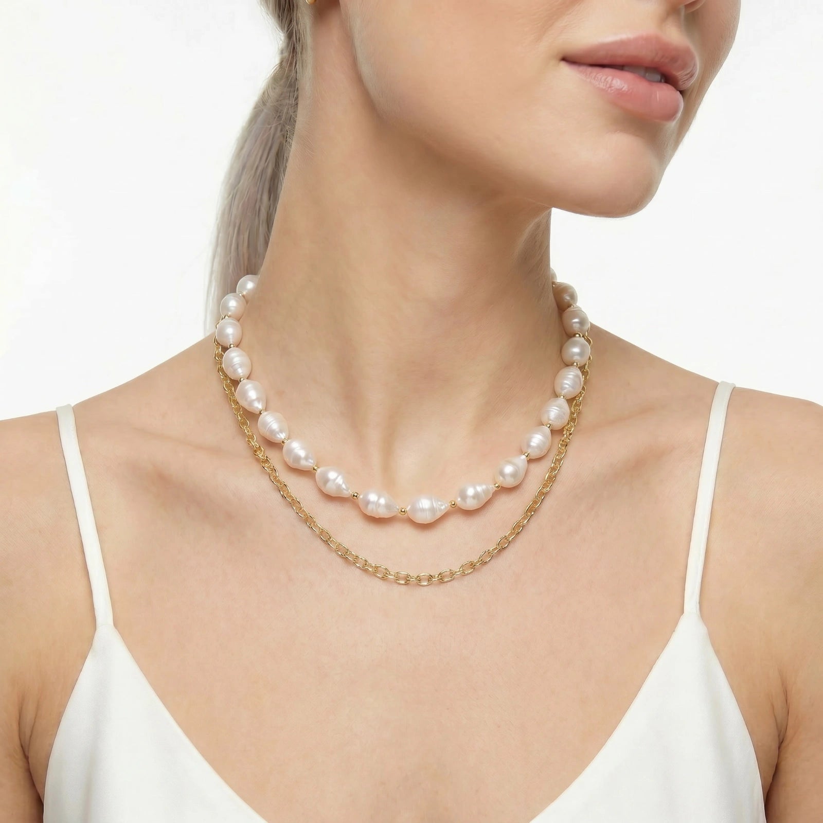 Golden Pearl Layers Necklace