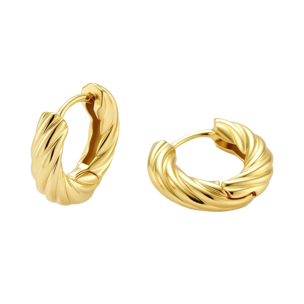 Twisted Gold Huggie Hoops