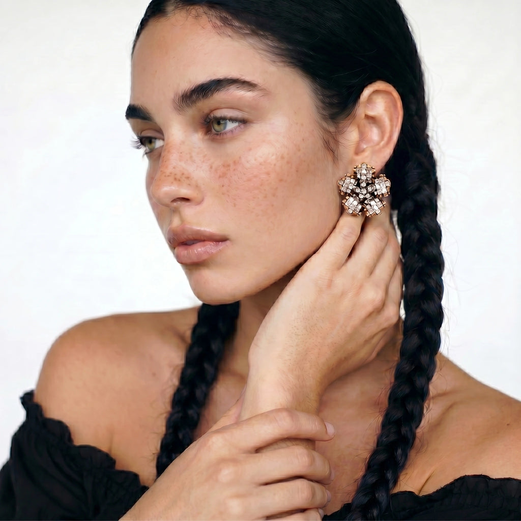 Crystal Bloom Statement Earrings