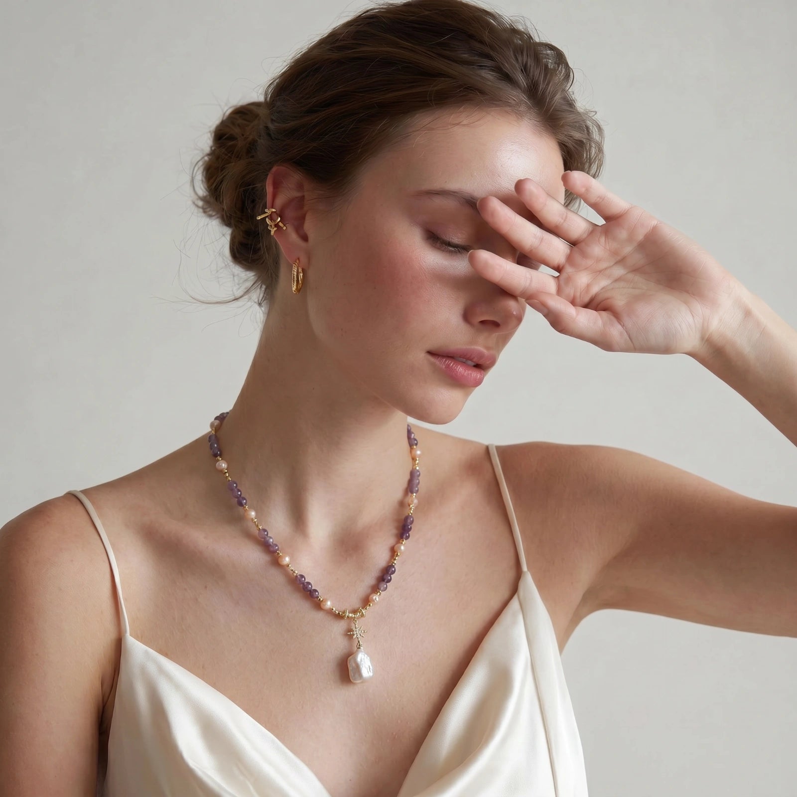 Celestial Amethyst Pearl Necklace