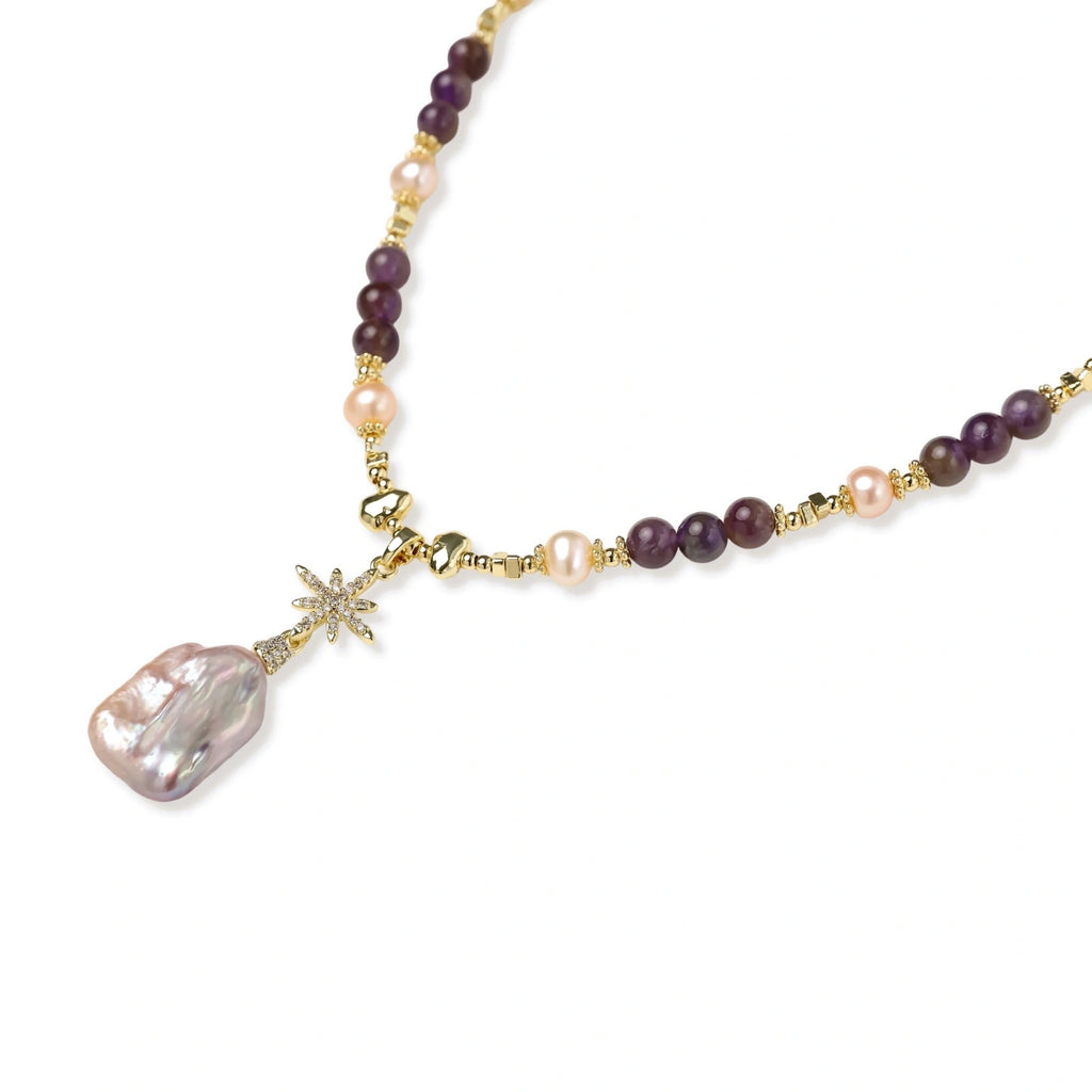 Celestial Amethyst Pearl Necklace