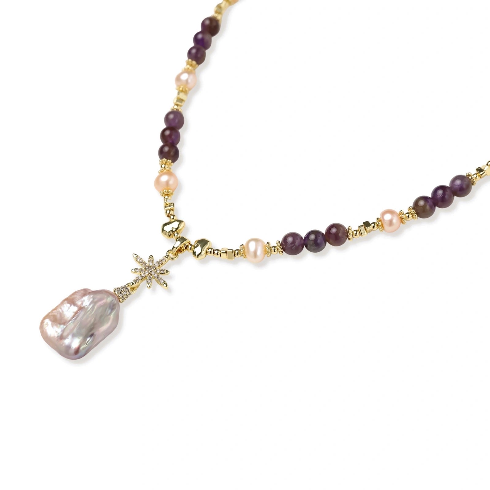 Celestial Amethyst Pearl Necklace