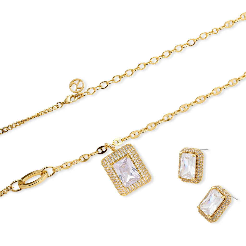 Emerald Cut Halo Set