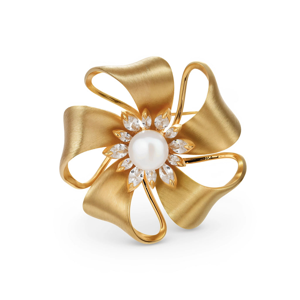 Golden Bow Blossom Brooch