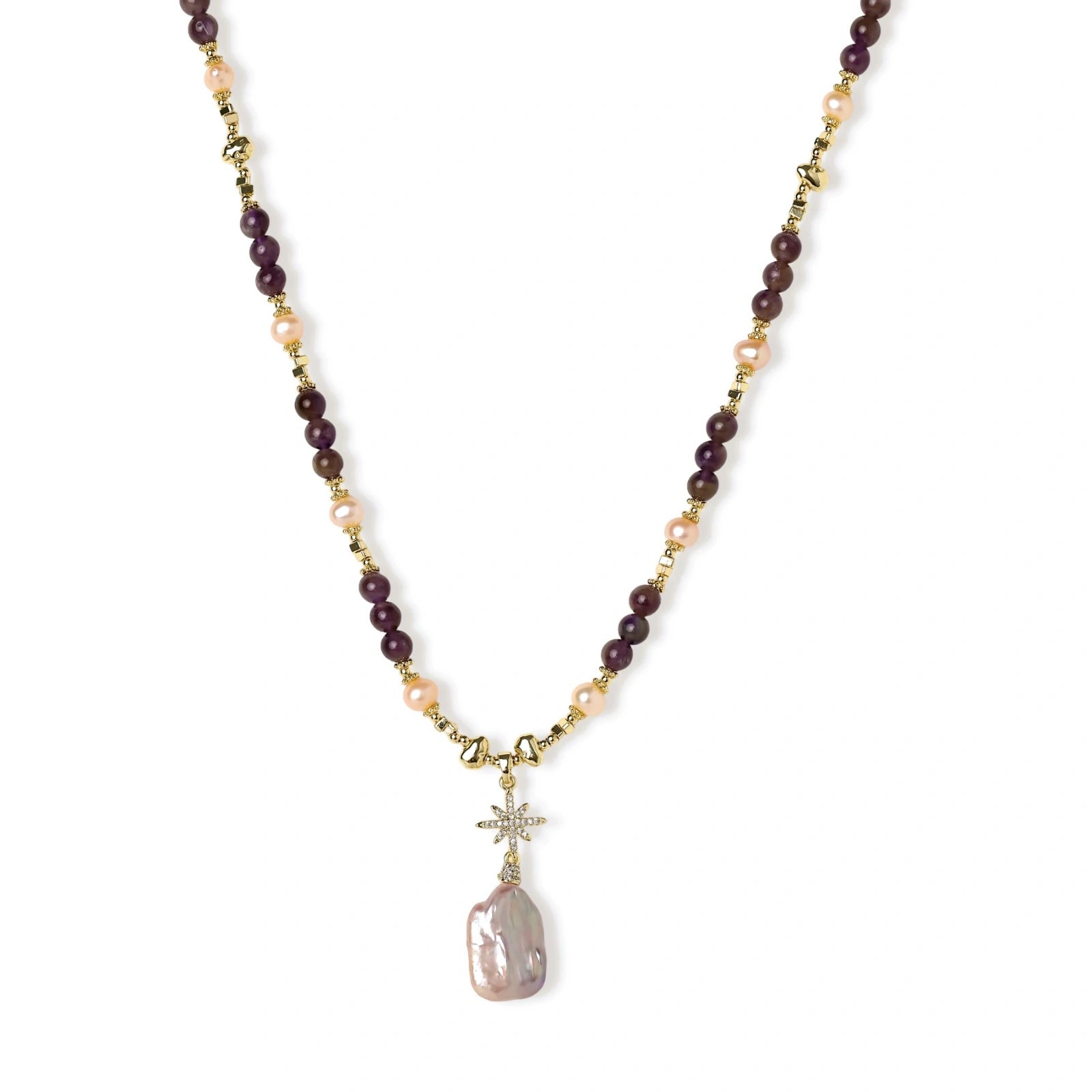 Celestial Amethyst Pearl Necklace