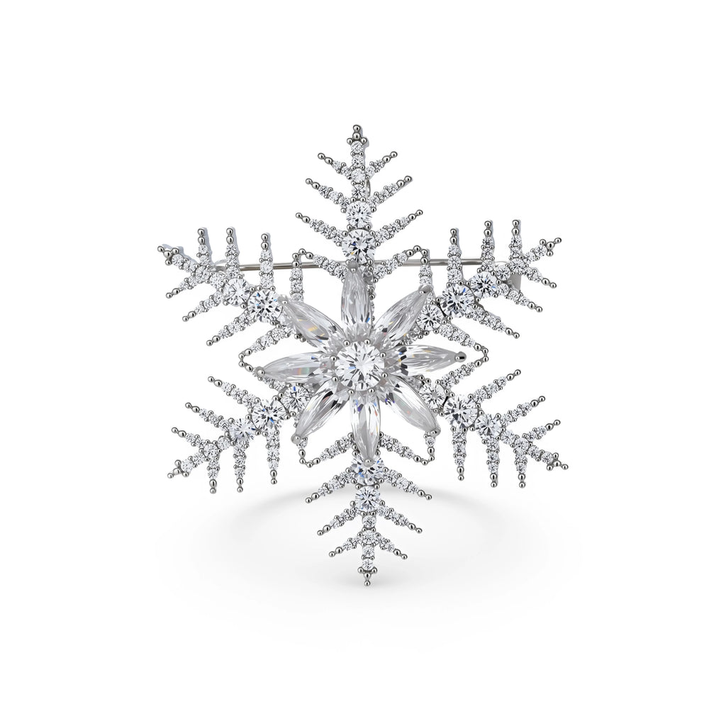 Winter Crystal Snowflake Brooch