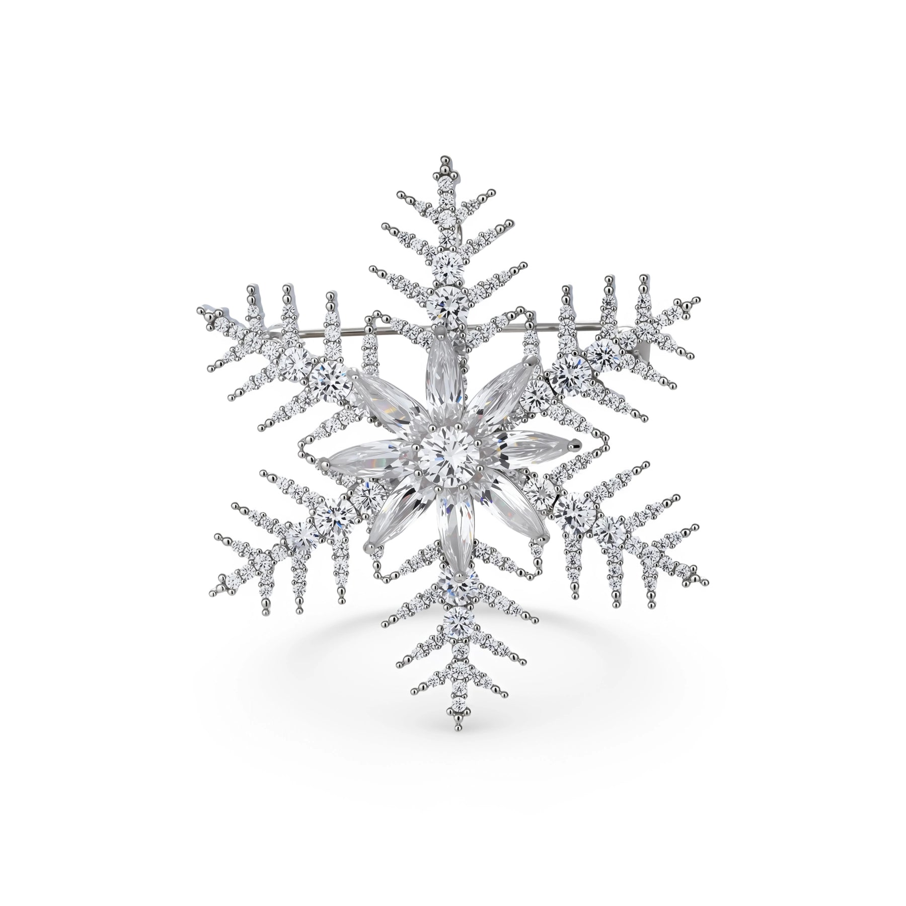 Winter Crystal Snowflake Brooch